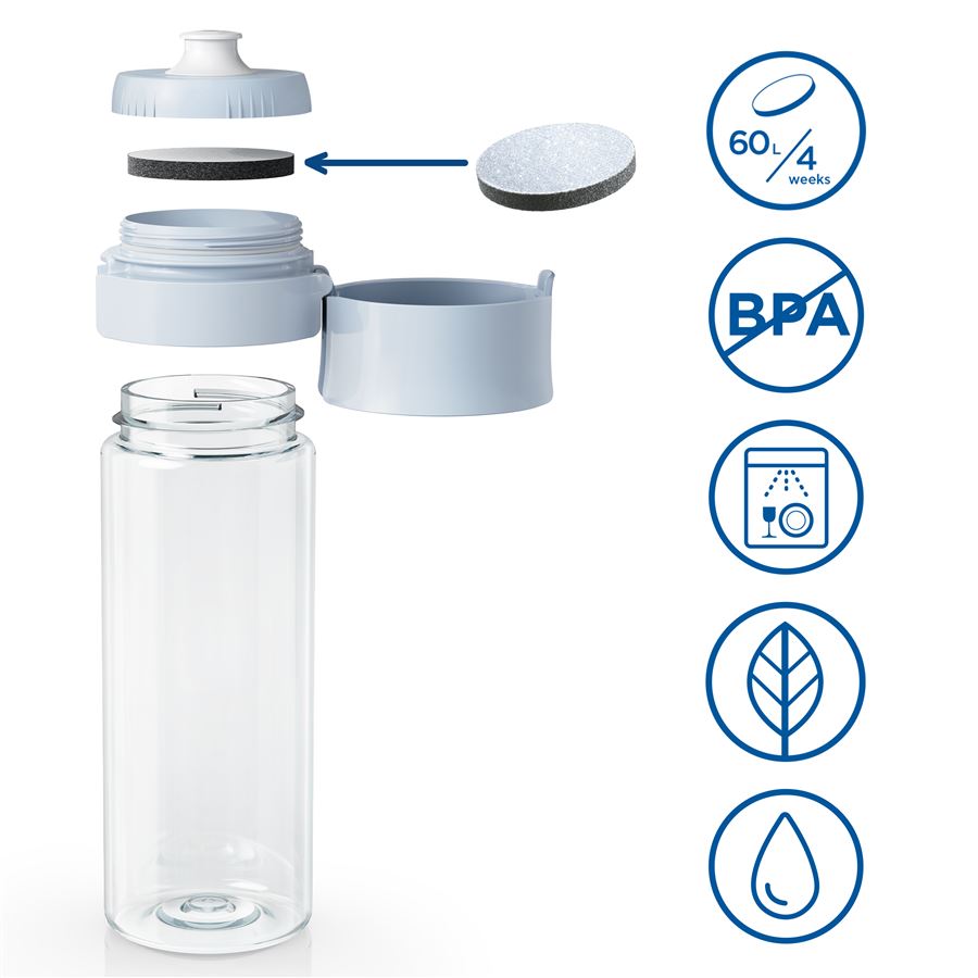 BRITA Fill&Go Vital filtrační láhev na vodu 0,6l, modrá + 2x filtr MicroDisc