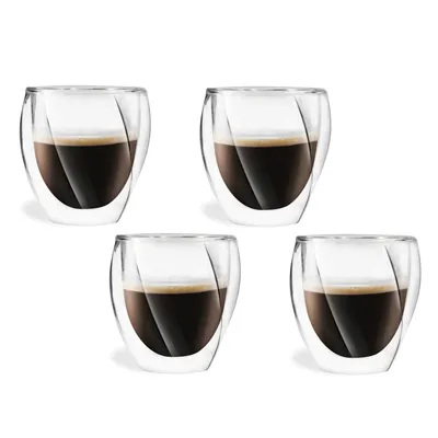 Vialli Design CRISTALLO dvoustěnné sklenice na kávu (cappuccino) a čaj 250 ml, 4  ks 25486