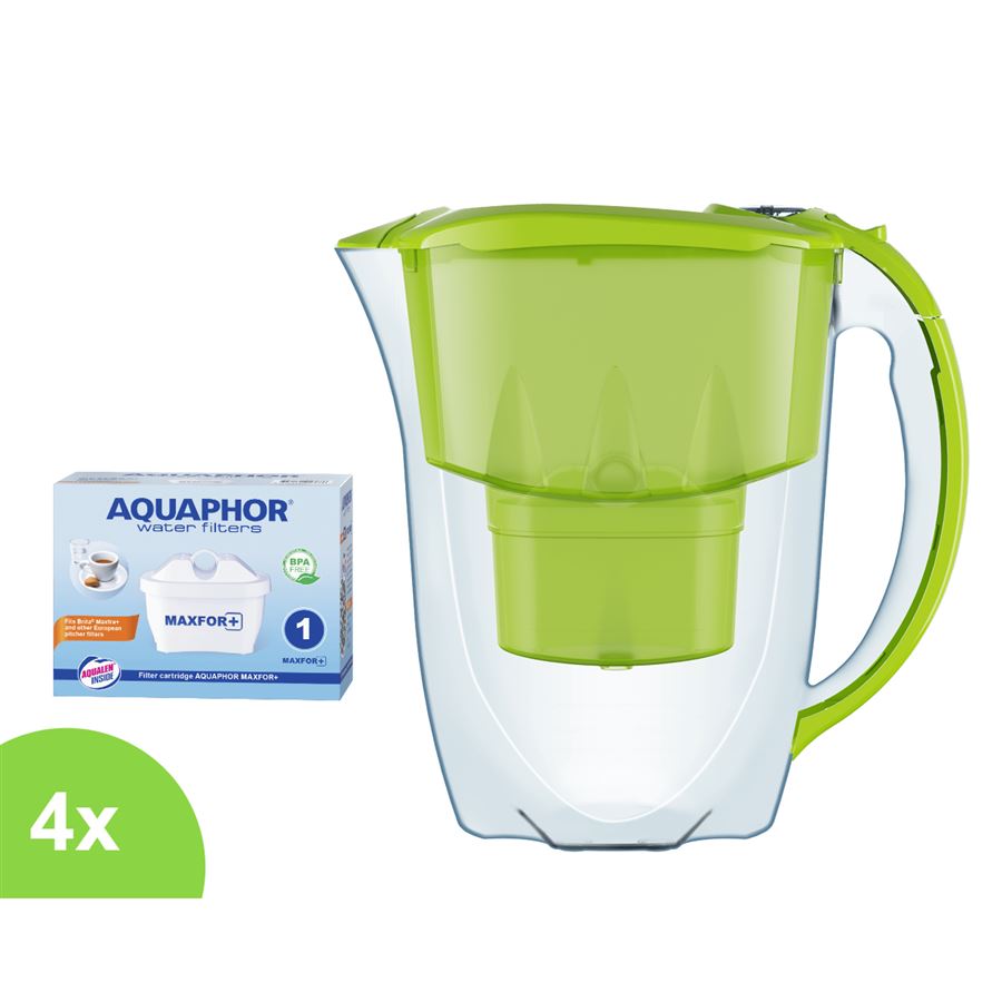 Filtrační konvice Aquaphor Amethyst zelená (citrónová) 2,8 l + 4 ks filtru Aquaphor Maxfor+