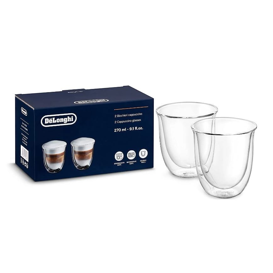 DeLonghi DLSC311 termo sklenice na cappuccino 270 ml, sada 2 ks 