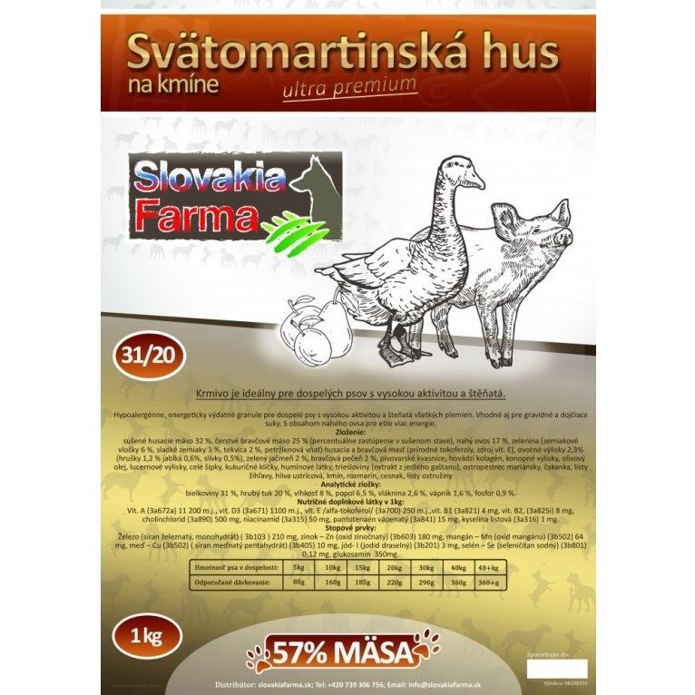 Slovakia Farma - Svatomartinská husa 31/20 hypoalergenní granule pro psy 1 kg