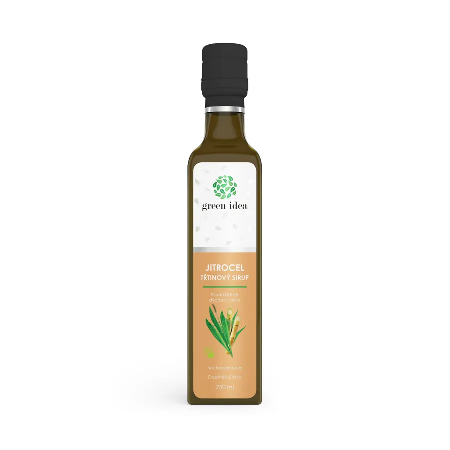 Green idea Jitrocelový třtinový sirup 250 ml - dýchací cesty, nachlazení