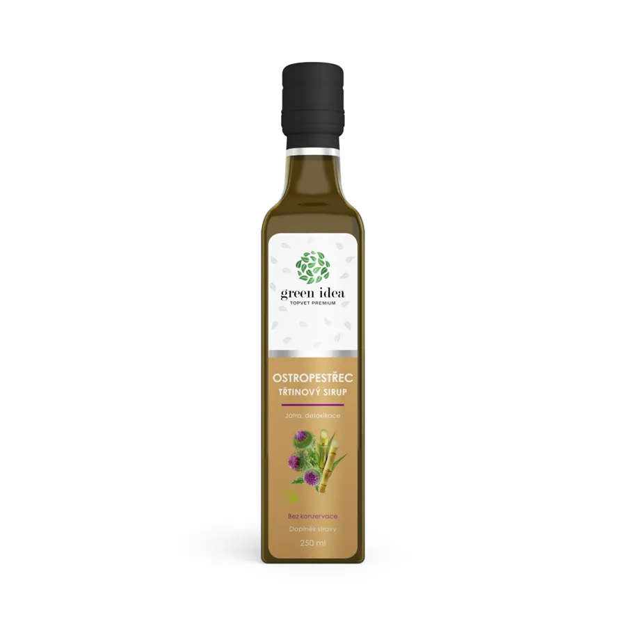 Green idea Ostropestřec třtinový sirup 250 ml - játra, detoxikace