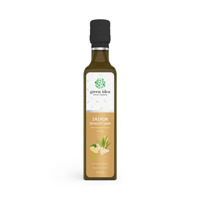 Green idea Zázvor třtinový sirup 250 ml - trávení, nachlazení