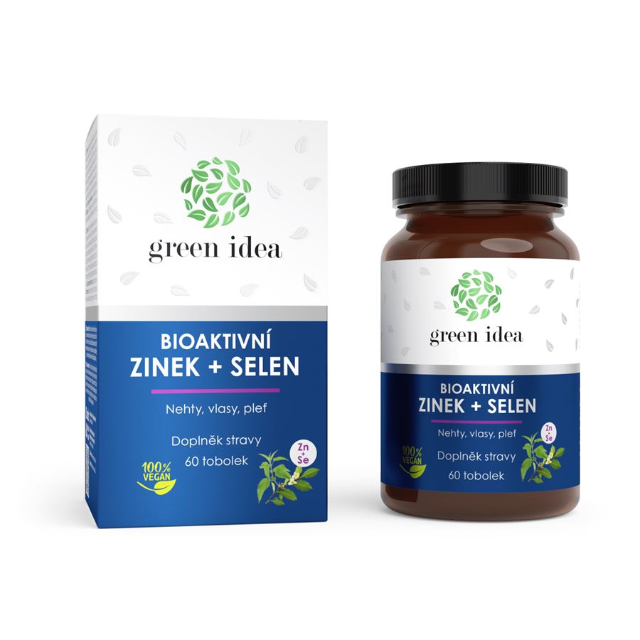 Green idea (Topvet) Bioaktivní zinek+selen 30 tobolek - vlasy, nehty, pokožka