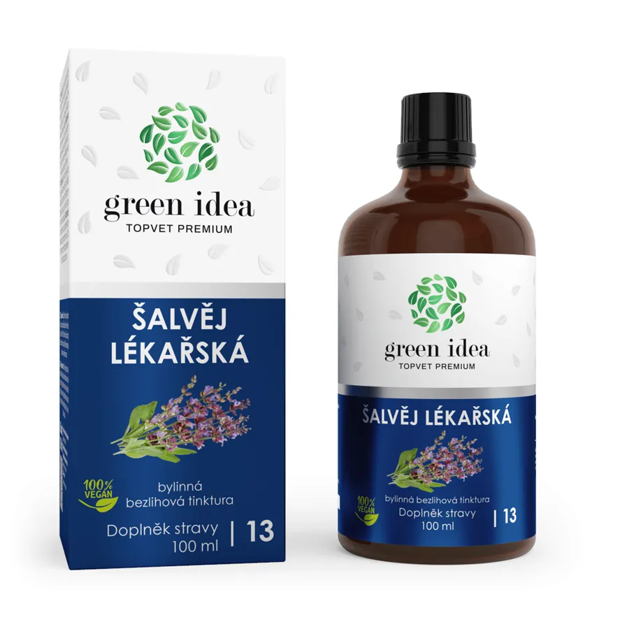 Green idea šalvěj lékařská bezlihová tinktura 100 ml - zažívání, pocení