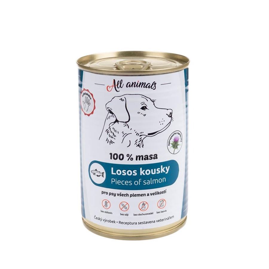 All Animals Losos kousky 100% masová konzerva pro psy 400 g